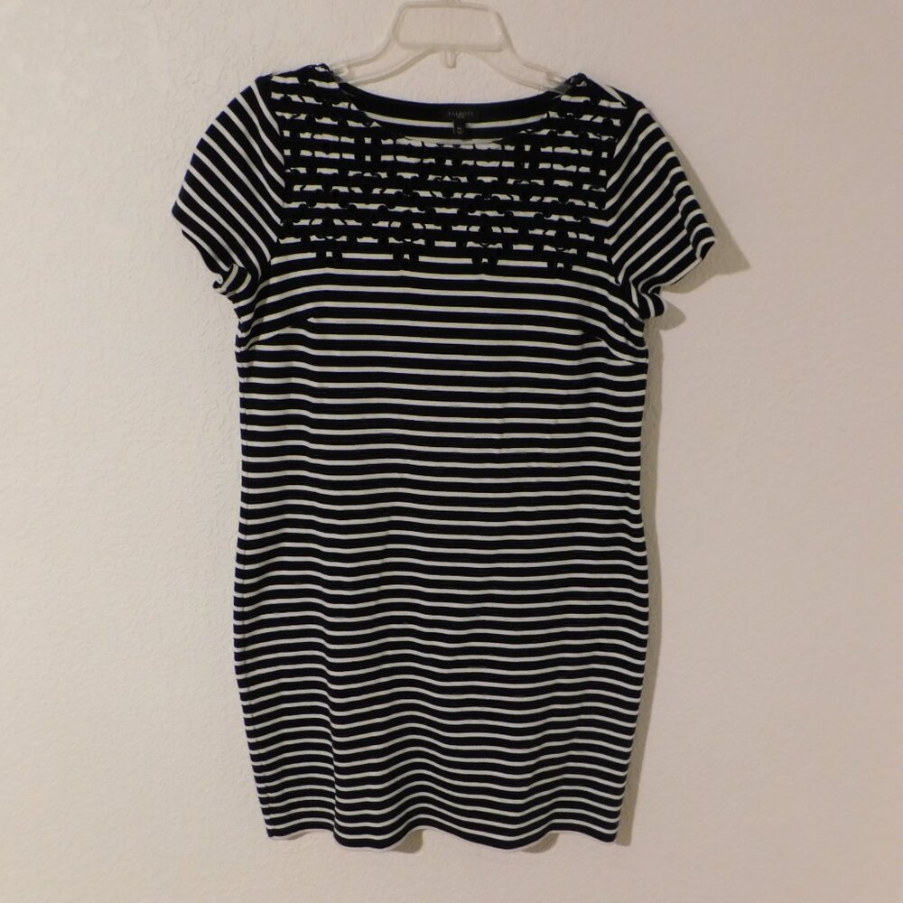 Talbots Dress Short Sleeve Womens Petite Medium Cotton Striped Stretch Knit